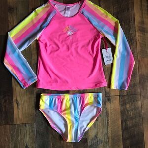 Justice girls Size Large 12-14 bikini pink blue swimsuit New w/tags